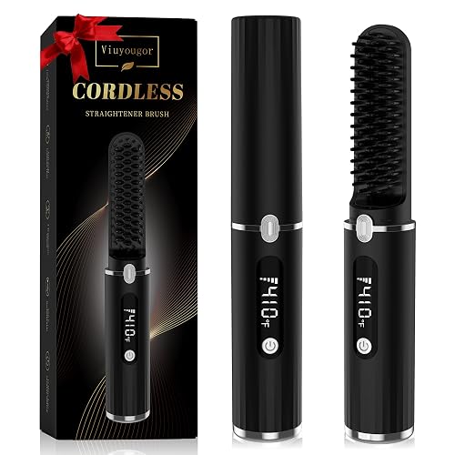 Viuyougor Beard Straightener for Men Cordless Heated Beard Straightening Comb with LCD