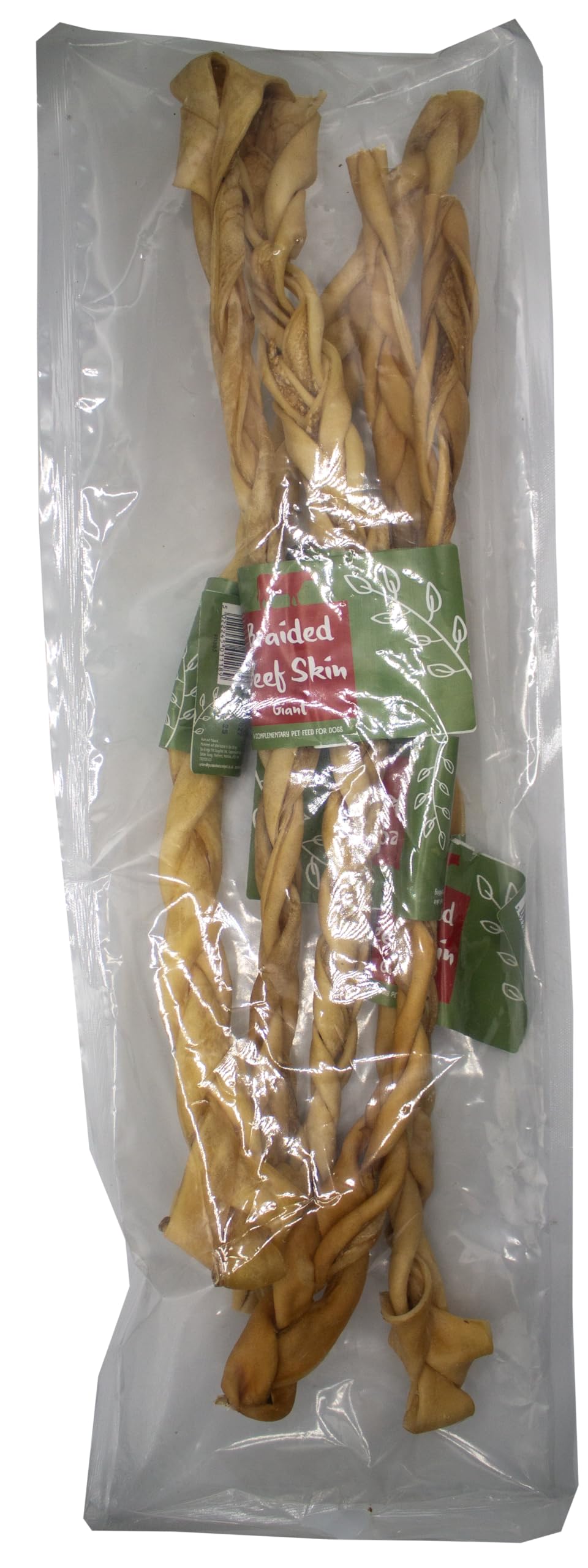 Pure & Natural Braided Beef Skin - Giant 50cm - 5 Pack - 100% Natural Beef Dog Chew - Air Dried & Grain Free