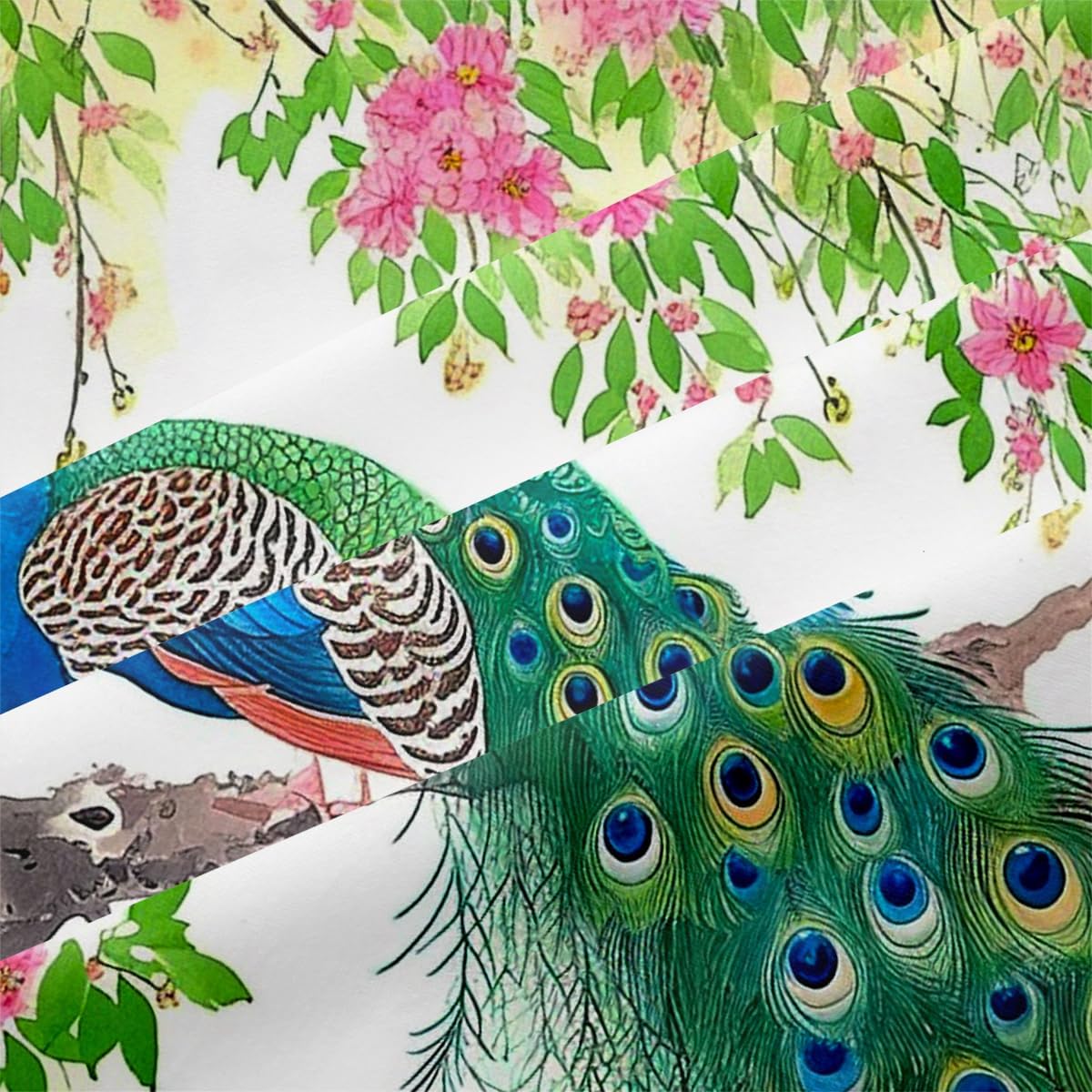CCoutueChen Peacock Bird Duvet Cover Twin Size, Spring Flowers Leaves Bedding Set, Elegant Chic Floral Bedding Set 2 Pieces Boho Animal Duvet Cover and 1 Pillowcase（Girls Boys Kids Adult）
