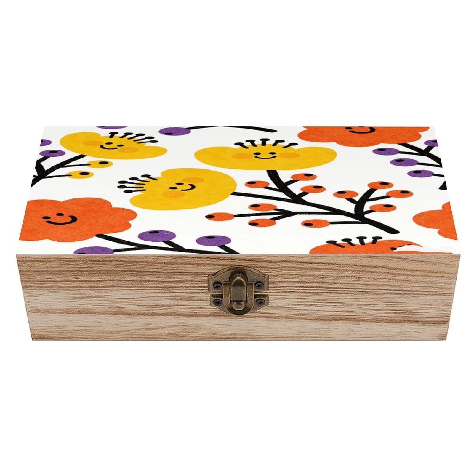 LZQPOEAS Flower Branch Pattern Cute Wooden Keepsake Box Wooden Storage Box Container with Hinged Lid Beautiful Wood Memory Box Decorative Jewelry Case for Crafts Art Hobbies & Trinket Storage