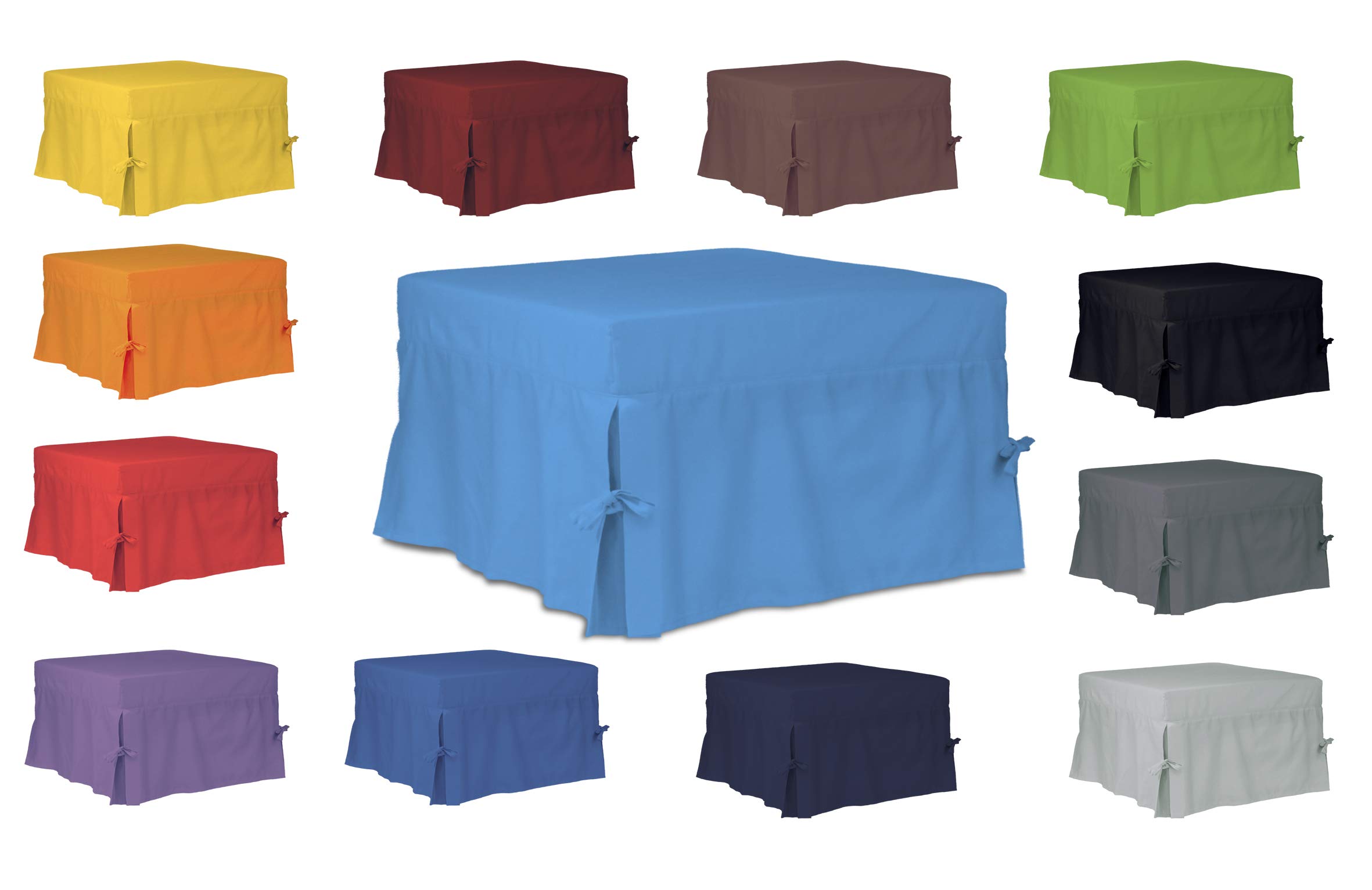 Fodera in Cotone SFODERABILE POUFF Pouf PUF Letto 74x74xH47 cm Rivestimento Made in Italy (Arancione)