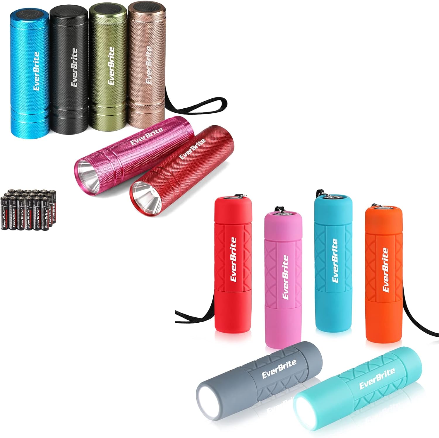 EverBrite 12-Pack Mini LED Flashlight Set, 36 AAA Batteries Included