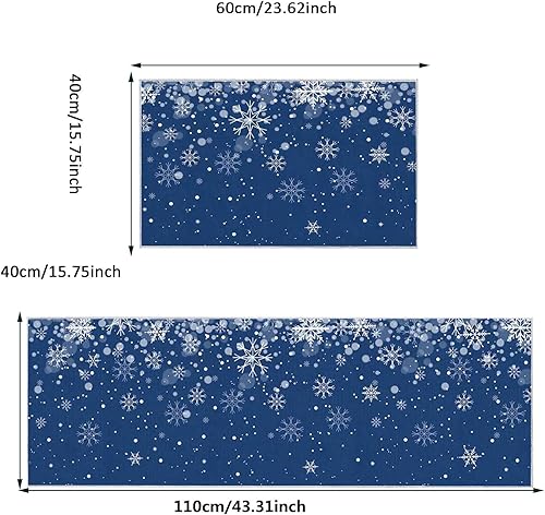 Miniatura 3 de Alfombras de cocina de Navidad 2 piezas acolchadas antifatiga, antideslizantes, impermeables, juego de alfombras de cocina cómodo, tapete de Navidad