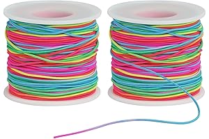 Bracelet String Elastic Cord - 2 Rolls 1MM Stretchy String for Bead Stringing