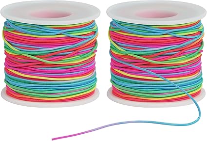 Amazon.com: Ohtomber Bracelet String Elastic Cord - 2 Rolls 1MM Rainbow ...