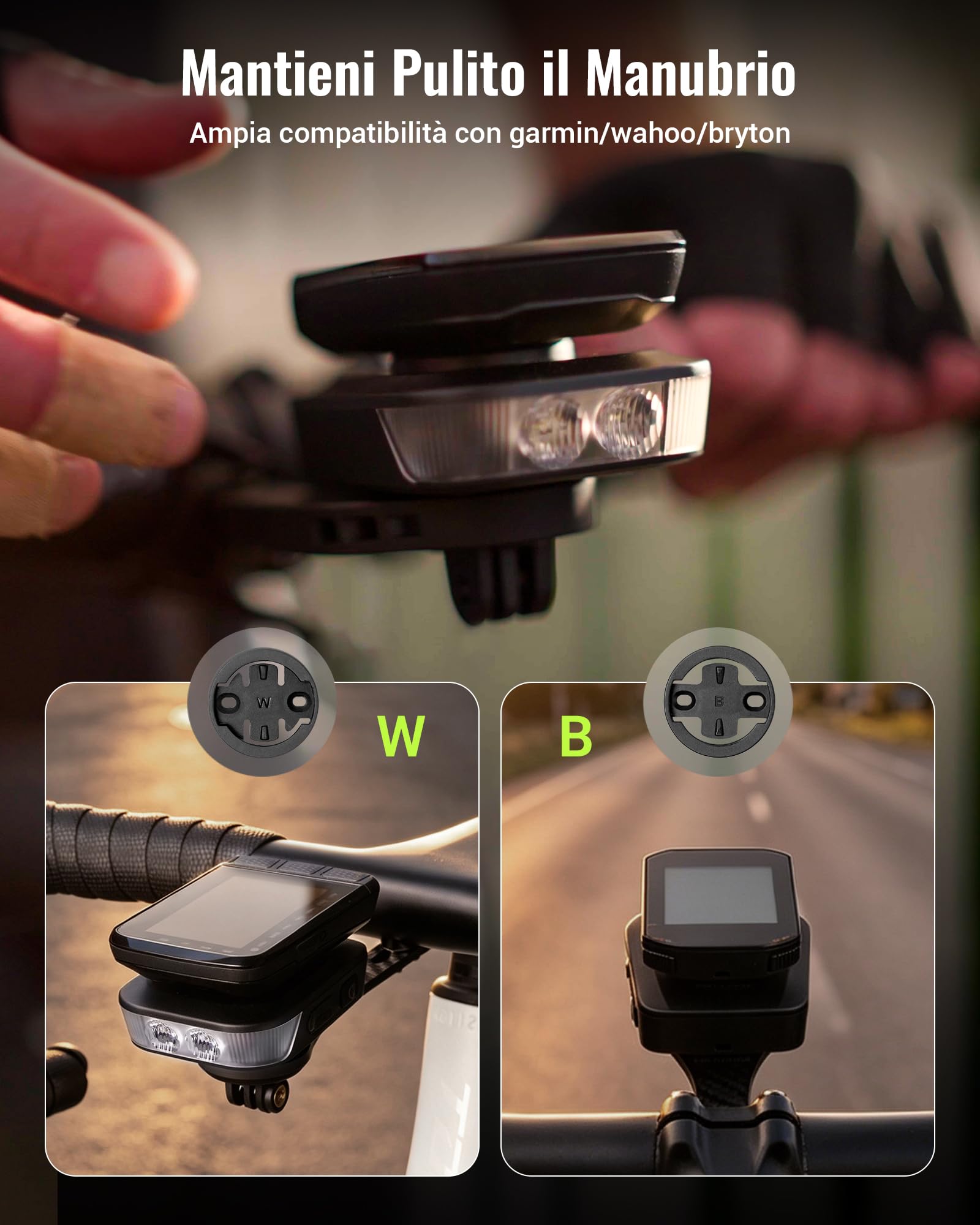RAVEMEN FR1100 SE Faro Anteriore per Bicicletta Compatibile con Garmin/Wahoo/Bryton Ciclocomputer, 1100 Lumen Grandangolare a 270° per la Guida Notturna in Città e Come Diurna Strada 6 Modalità