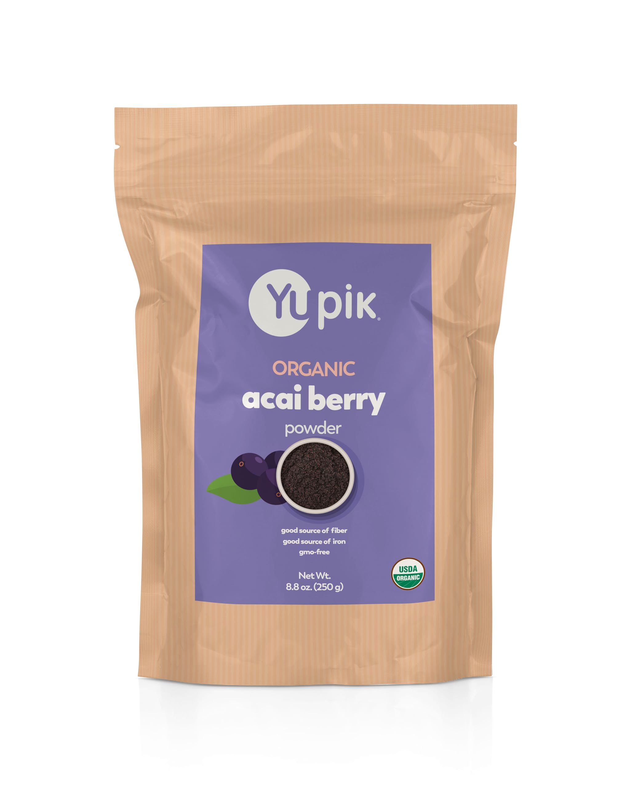 Yupik Organic Acai Berry Powder Superfood, 8.8 Ounce, Non-GMO, Vegan, Gluten-Free, Pack of 1