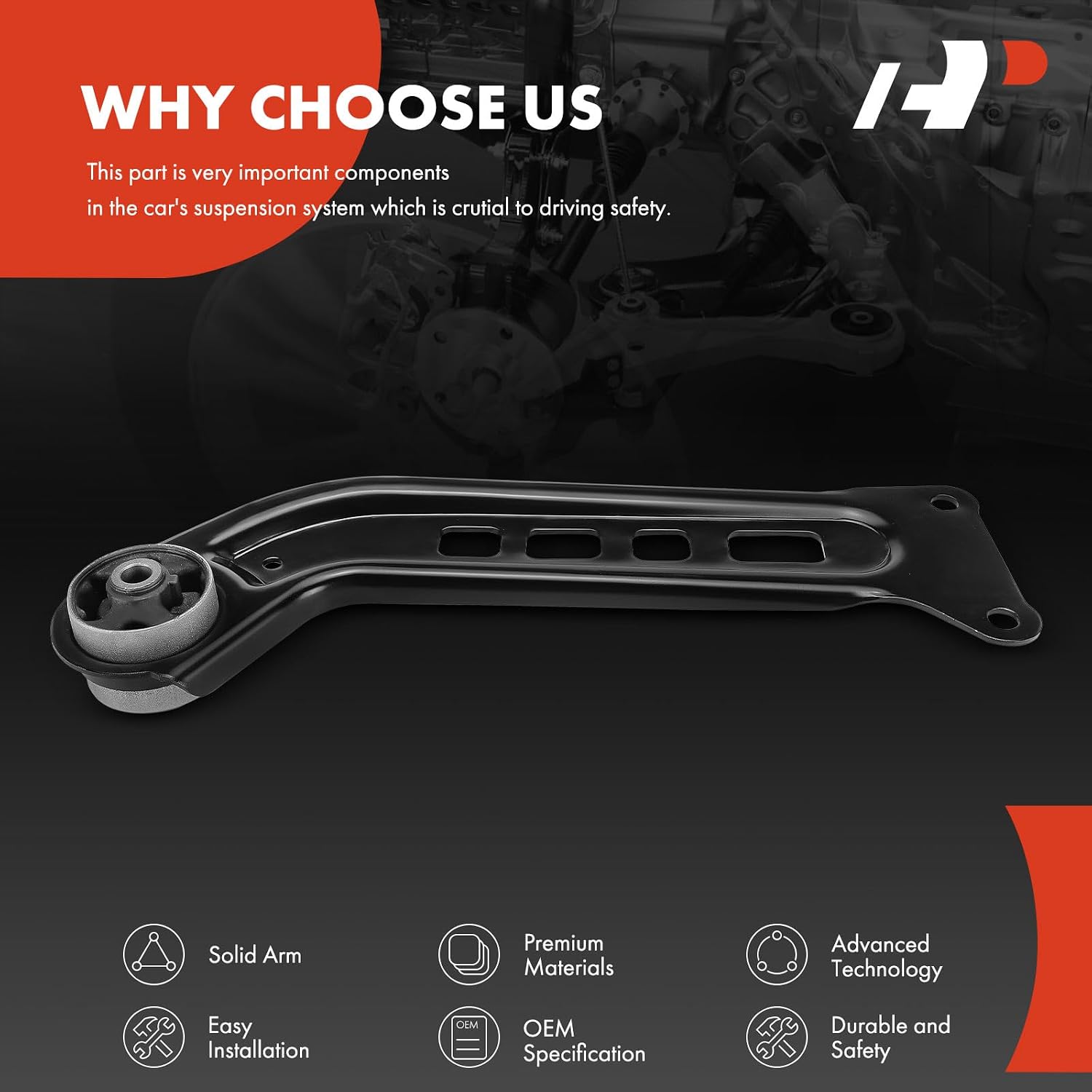A-Premium Rear Left Suspension Trailing Arm, Compatible with Chevrolet Malibu 2016-2023 & Buick Regal Sportback 2018-2020