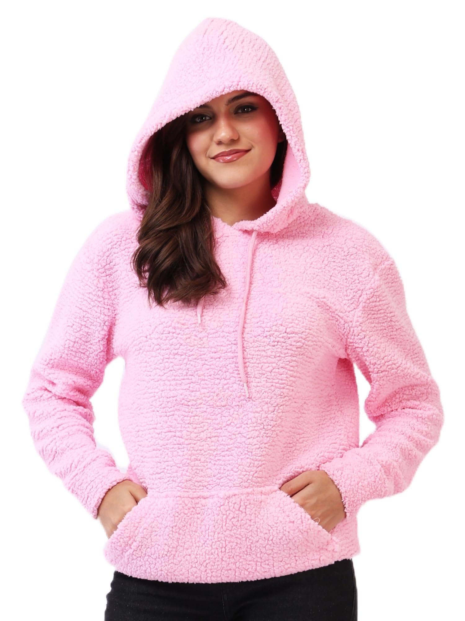Women’s Sherpa Fleece Hoodie | Winter Warm Pullover Sweatshirt | Soft Fur Lined Hooded Top | Cozy Casual Wear-image-1