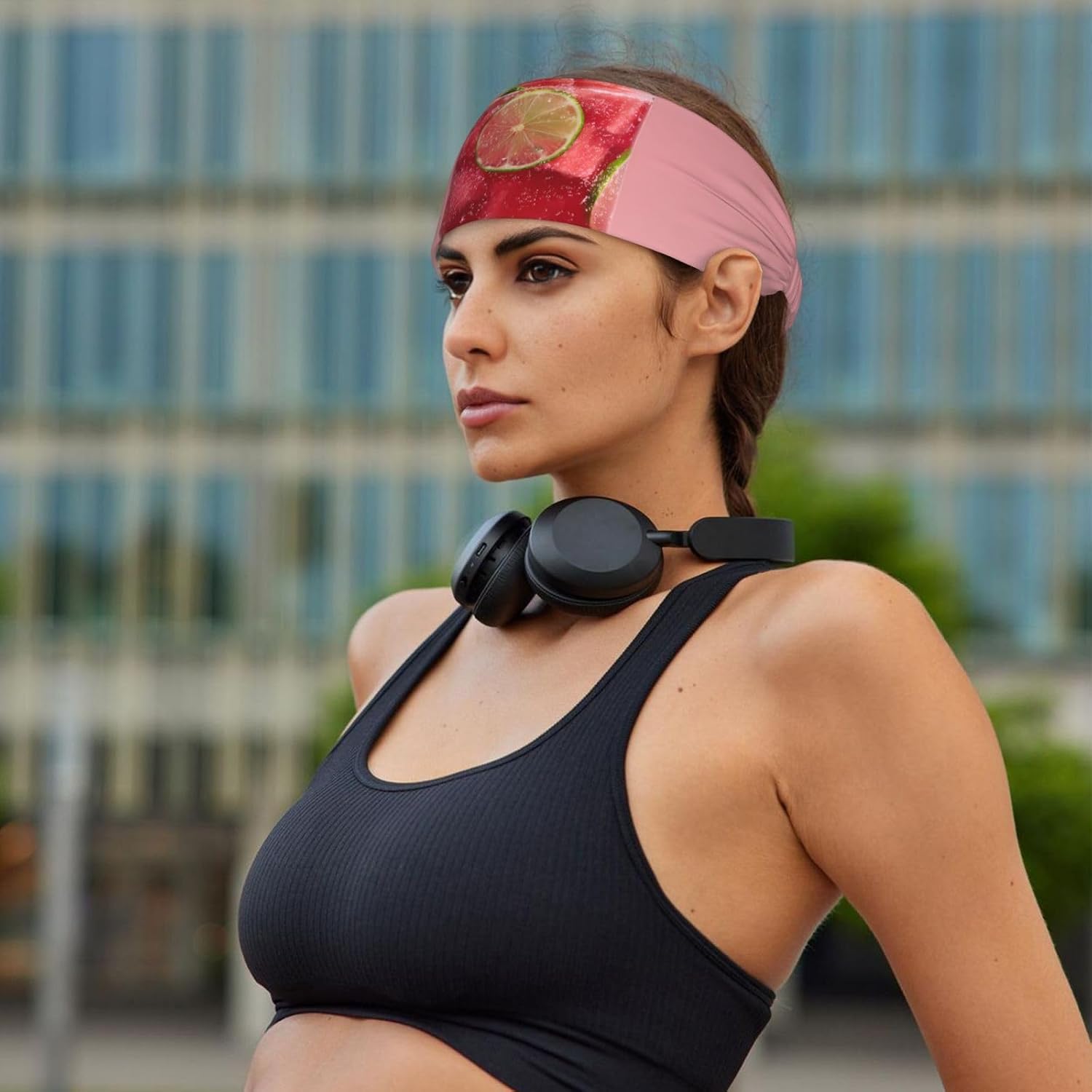 Elastic Sports Headband Hairband WHJSHOP Sweet Watermelon Drink Picture Athletic Band for Women, Men
