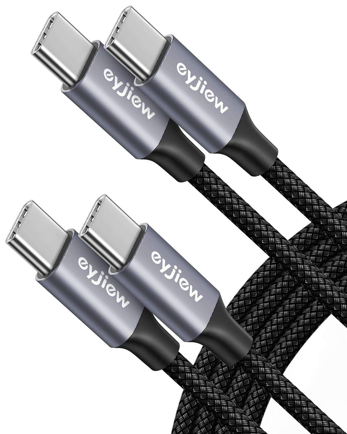 [2-Pack 10ft] USB C to USB C Cable, eyjiew 60W PD Fast Charging Long Type C Charger Cord Nylon Braided Compatible with Samsung Galaxy S21 S21+ S21 Ultra S20 S20+ Note 20 10, Pixel 5 4a 3 2 XL,Switch