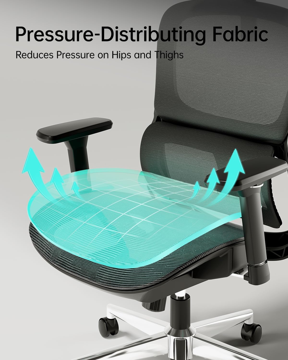 Hbada P2 Air Ergonomic Office Chair with 2D adjustable neck pillow details