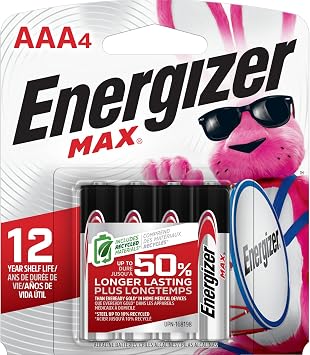 Energizer MAX AAA Batteries 4 Pack, Triple A Alkaline Batteries
