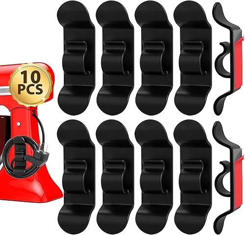 Organizador de cables negros para electrodomésticos de cocina y paquete de 4 esponjas húmedas limpias, color amarillo