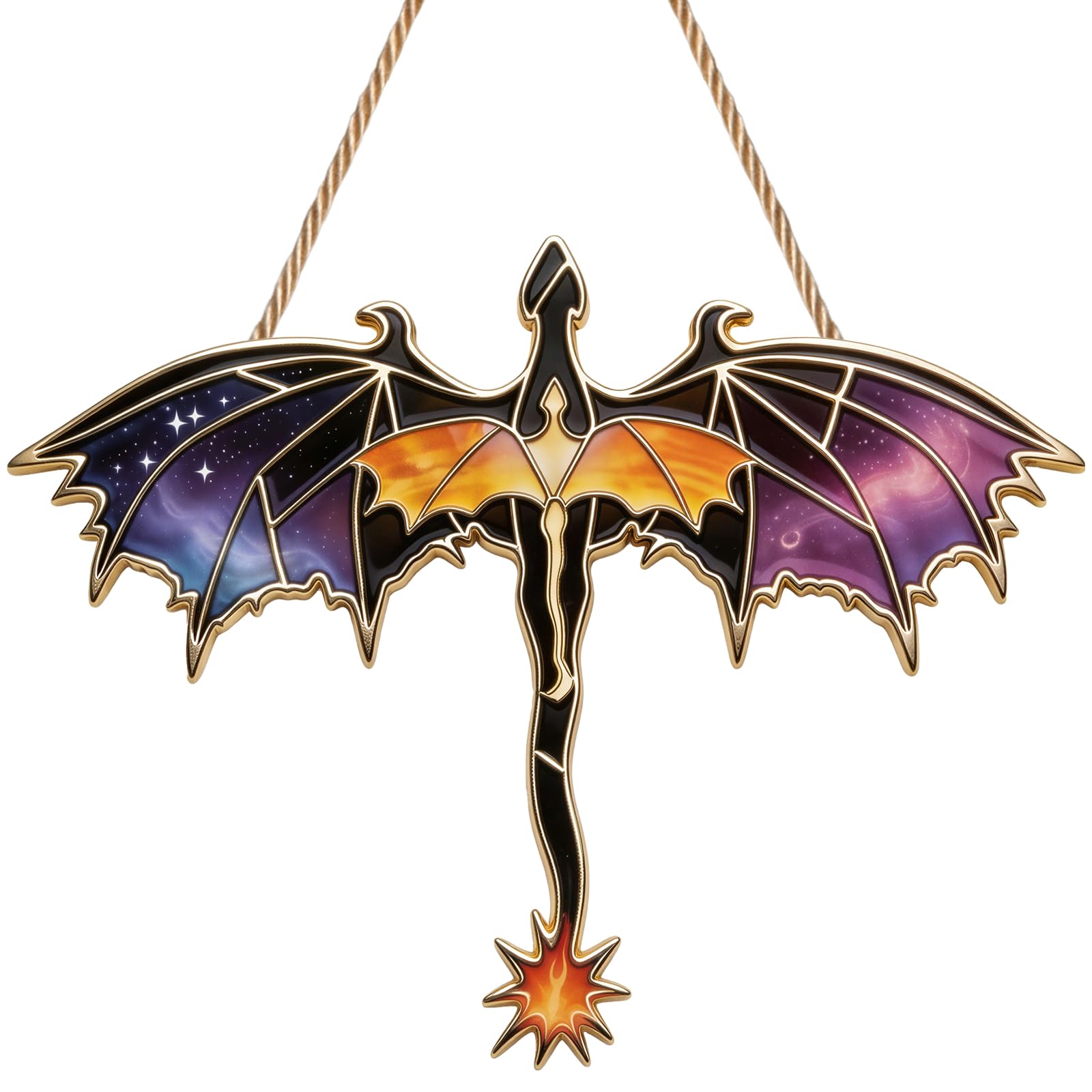 Dragon Sun Catchers for Windows, Acrylic Fourth Merch Wing Suncatcher, Stained Glass Window Hanging Ornament, 2D Flat Hanging Garden Ornament Suncatchers for Home Window Wall Decoration