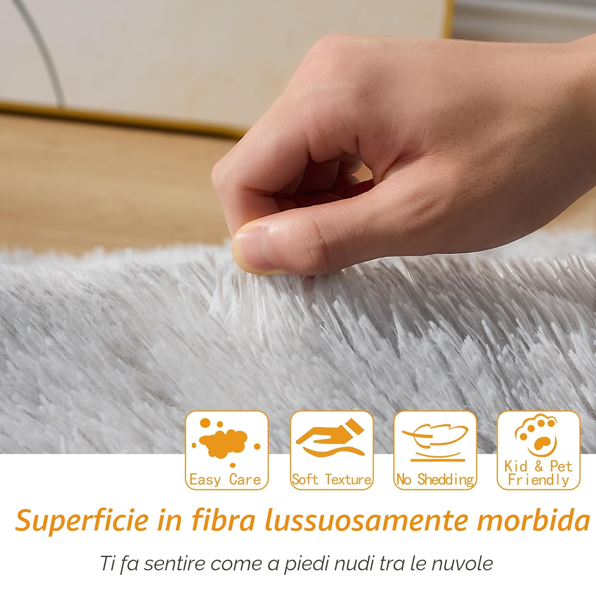 Tappeto Salotto Moderno Shaggy Tappeto a Pelo Lungo Tappeti Grande Soffice e Morbido Tappeti Antiscivolo per Camera da Letto per Bambini - 140 * 200cm