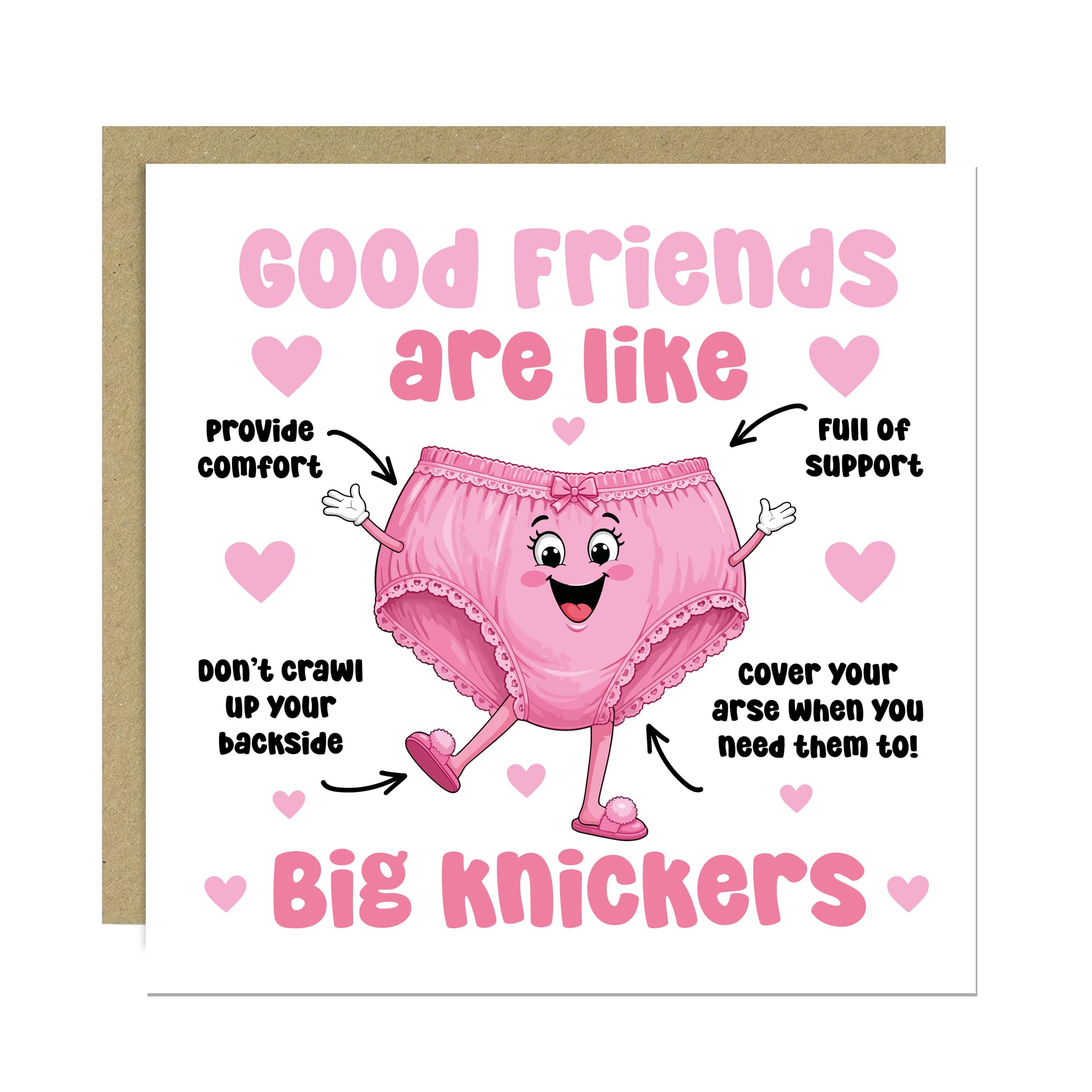 RED OCEAN Best Friend Birthday Card for Women Friend With Kraft Envelope Funny Card Besties Are Like Big Knickers Card For Her Funny Card For Bestie BFF