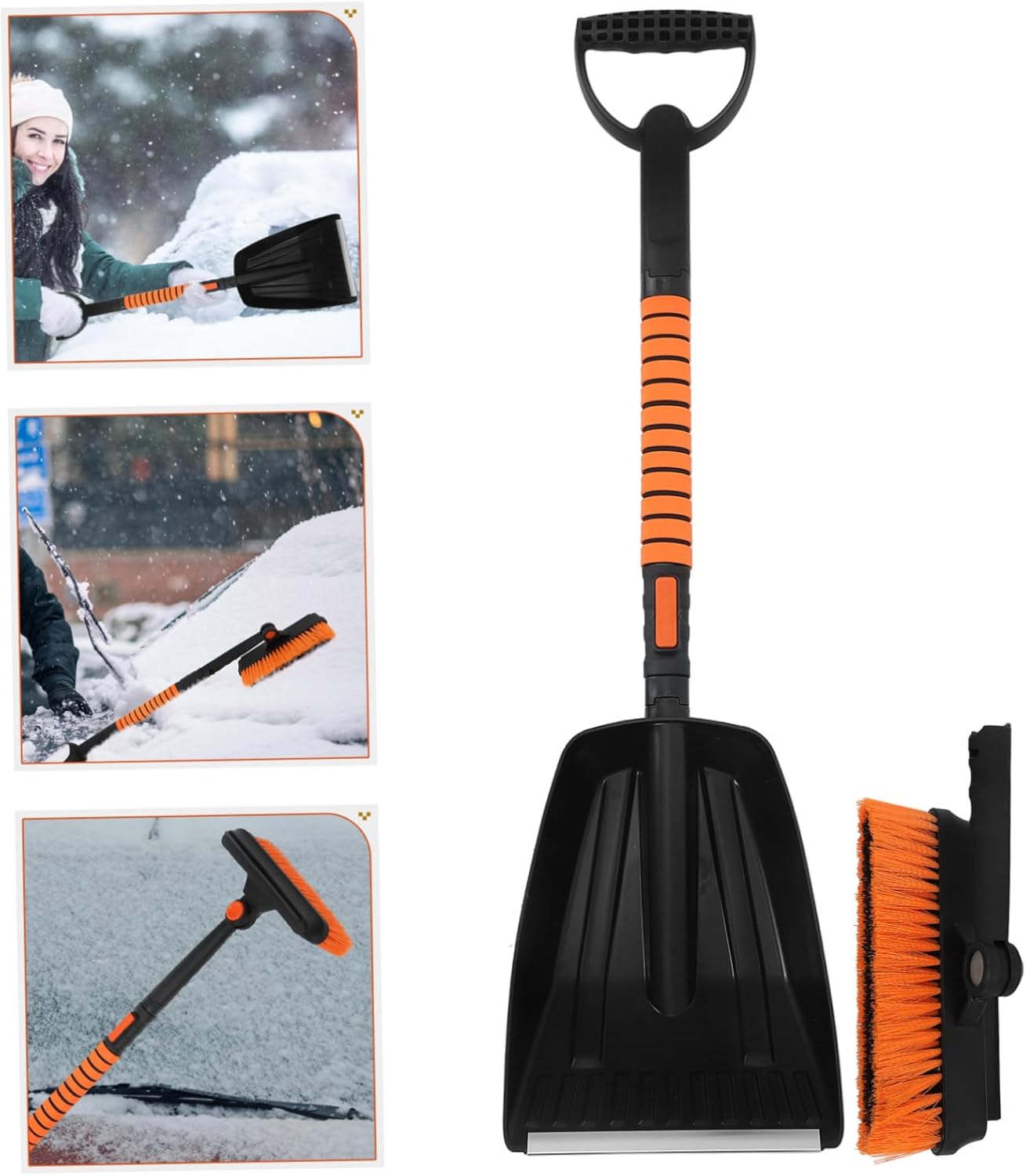 Winter Car Ice Scraper Brush SUV Truck Windshield Removal Tool Extendable Handle Rotating Brush Soft Head