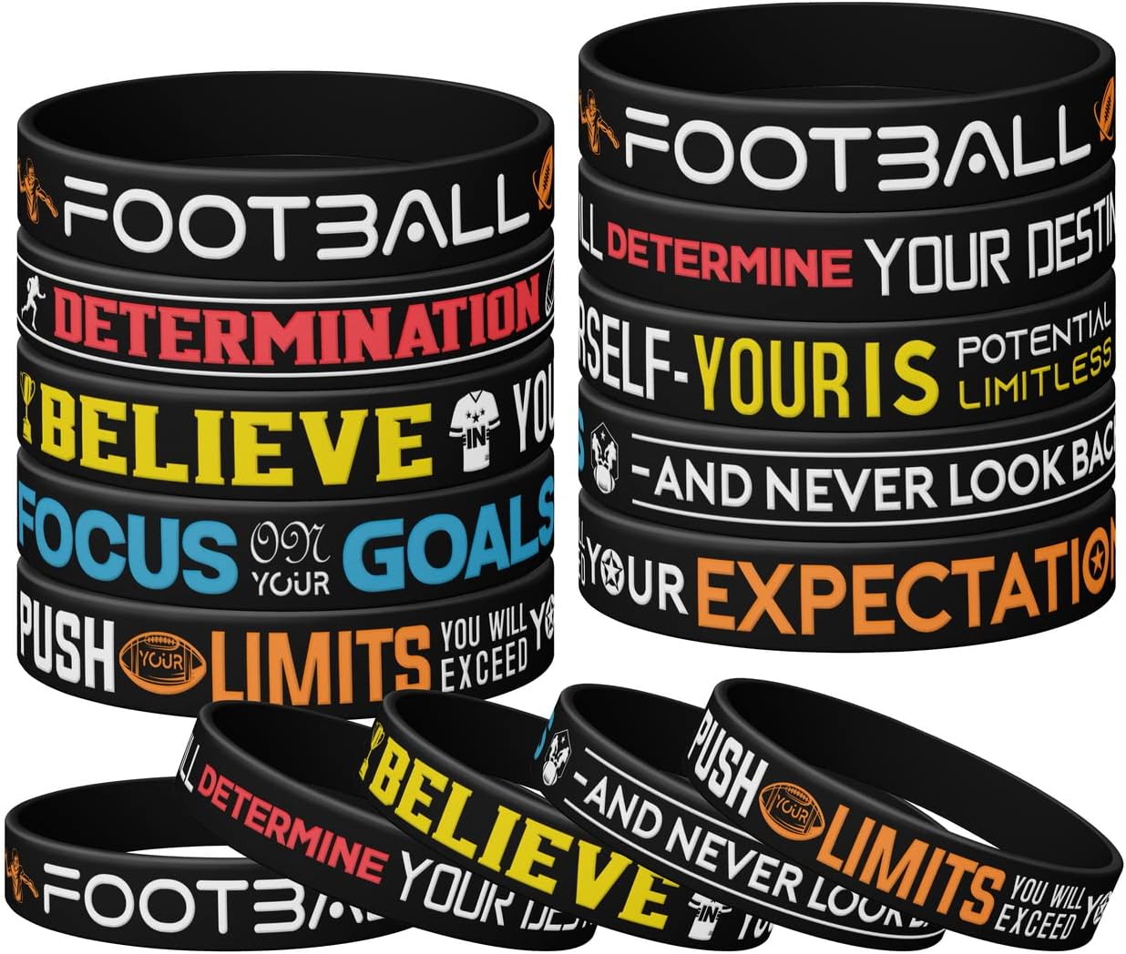 Football Silicone Wristbands Birthday Party Inspirational