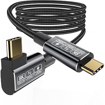 40Gbps DatenkabelUSB4 Kabel mit 90 Grad Thunderbolt 4 Winkel Kabel 240W Ladekabel 8K@60Hz HDR USB C auf USB C Kabel USB C Monitor Kabel f r Hub Dockingstation SSD Laptop1M
