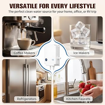 Bottled Water Dispenser Pump System, 220V AC Drinking Water Pump with Automatic Shut-off & 70 PSI, Pre-installed Quick-Connects, for Home, Office, and Refrigerator, Coffee/Ice Machine, Faucets