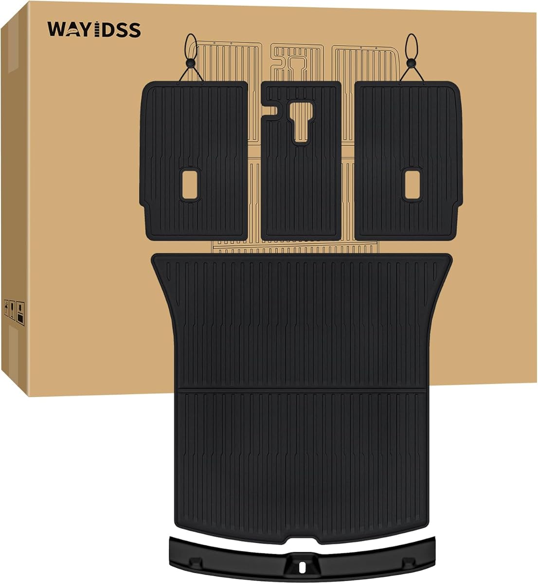 Cargo Mat with Backrest Protection for 2025 2026 Tesla Model Y Juniper 5 Seat, TPE All Weather Protection Cargo Liner with Velcro Rear Seats Backrest car Cargo Protector Plate Accessories-Black