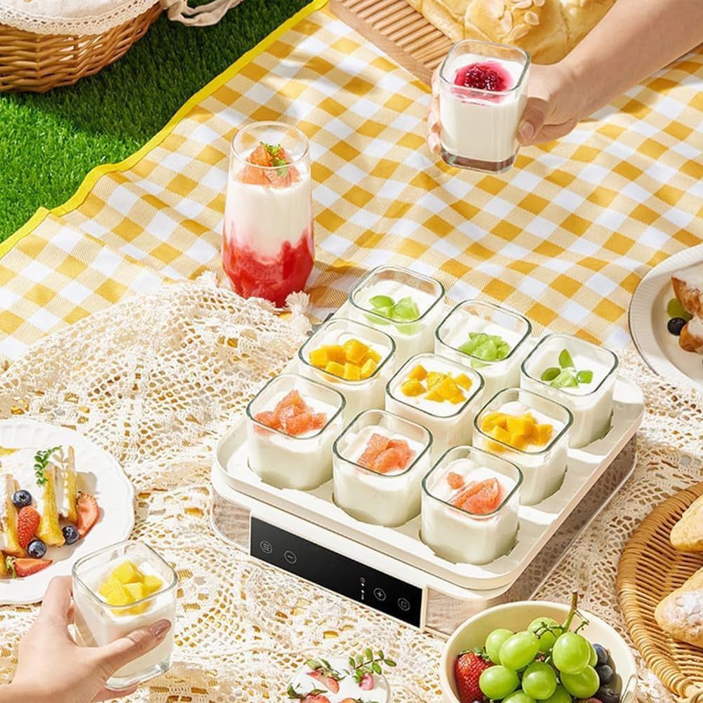Yogurtiera Automatica Digitale con Vasetti in Vetro | Con controllo regolabile di temperatura e tempo; per yogurt biologico fatto in casa, formaggio e natto