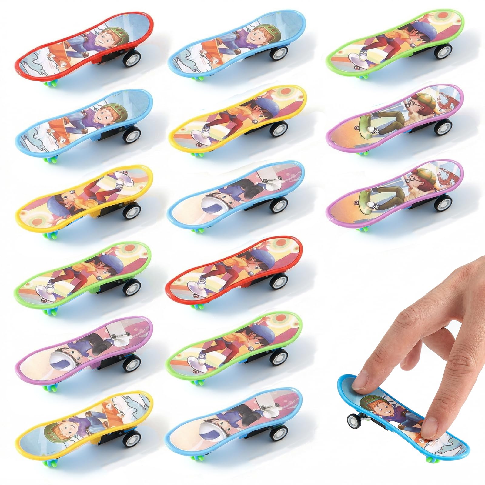 JYXNU Finger Skateboards, 15x Mini Finger Skate Profesionales Mini Diapasón Monopatines para Dedos Fingerboards Juguete Skatepark Regalo Creativo de Juegos Deportivos para Niños (Estilos aleatorios) — view 7