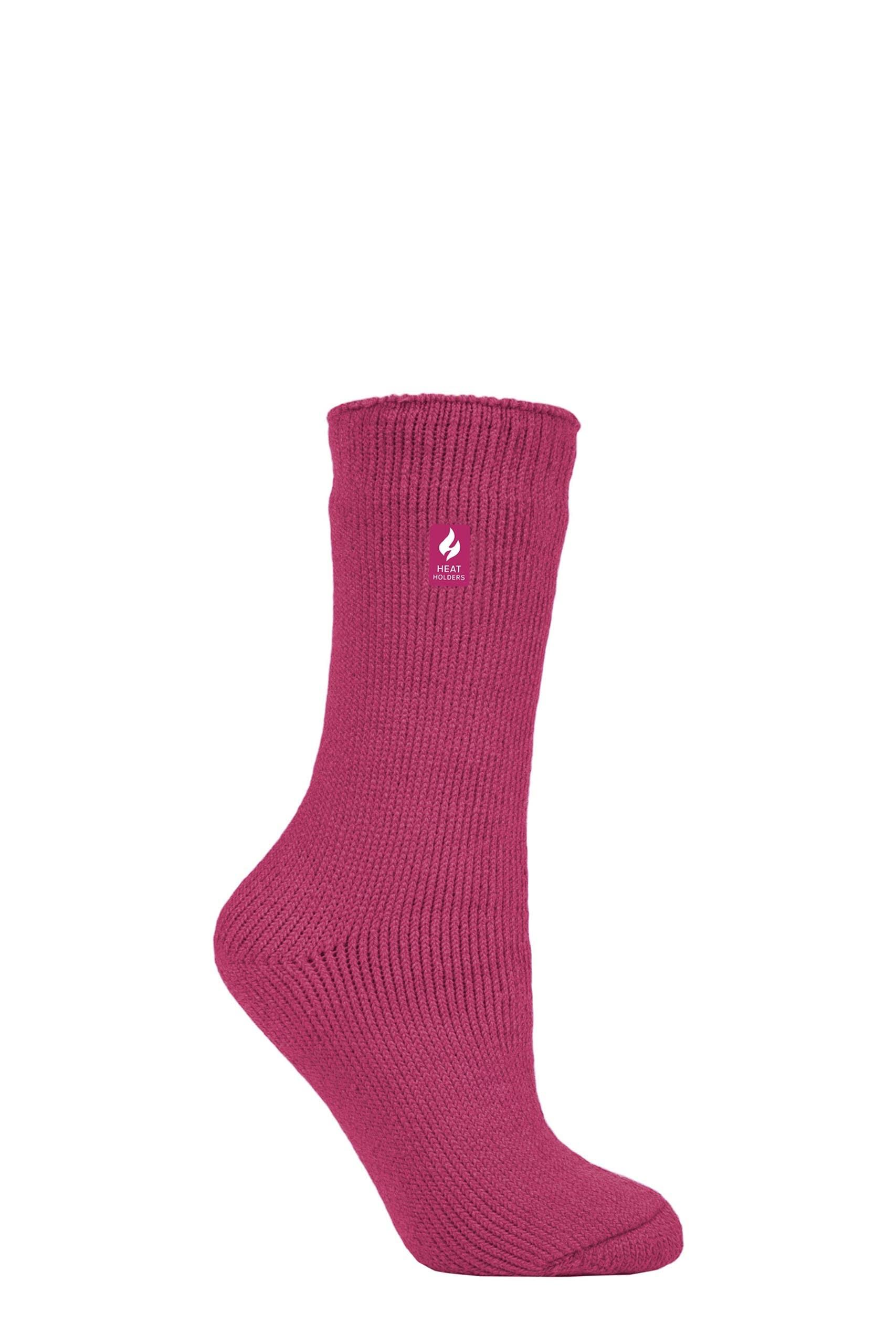Heat Holders Women's Raspberry Sockshop Thermal Socks - Warm Cosy Winter Colourful 2.3 Tog Plain Thermal Socks In A 1 Pair Pack Size 4-8 4-8