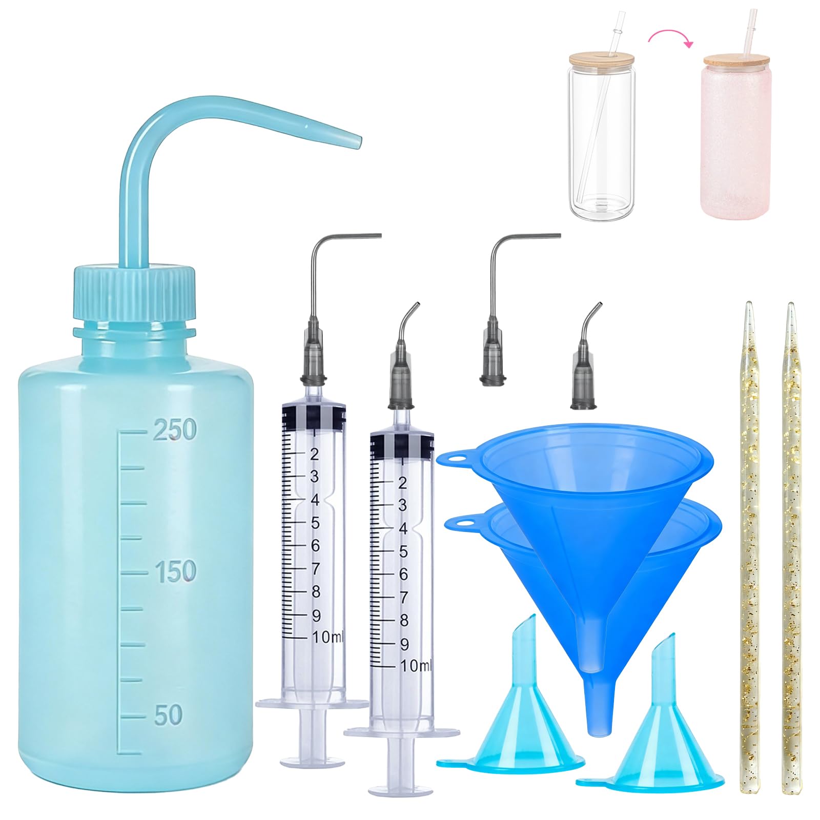 pudinbs Snow Globe Tumbler Supplies Kit - 13-Piece Complete DIY Supplies for Bubble-Free, Sparkling Glitter Snow Globes | Craft Set for Beginners & Makers