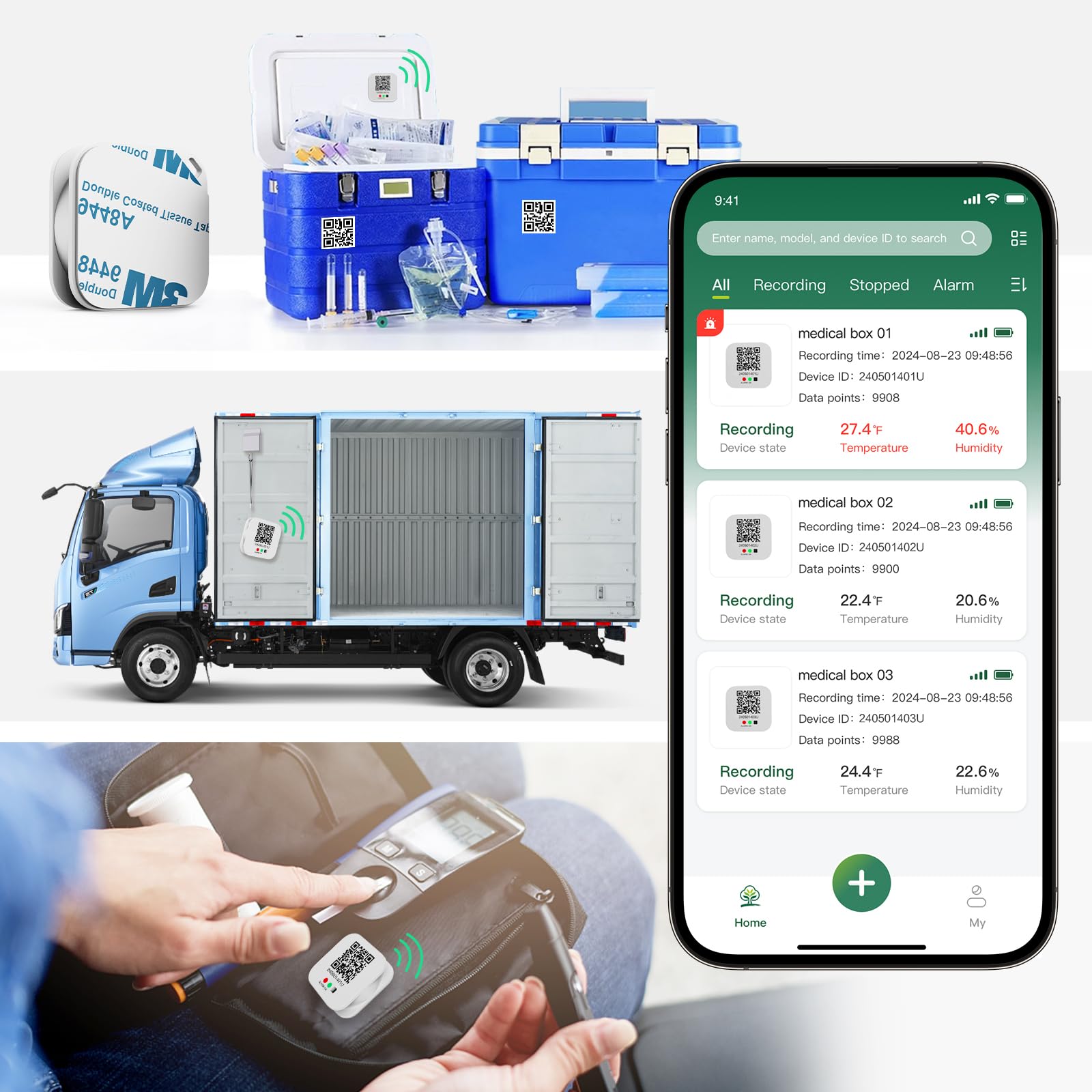 Freshliance - Registrador de datos Bluetooth de temperatura/humedad con visualización LED y batería reemplazable, BlueTag TH100, 2 paquetes