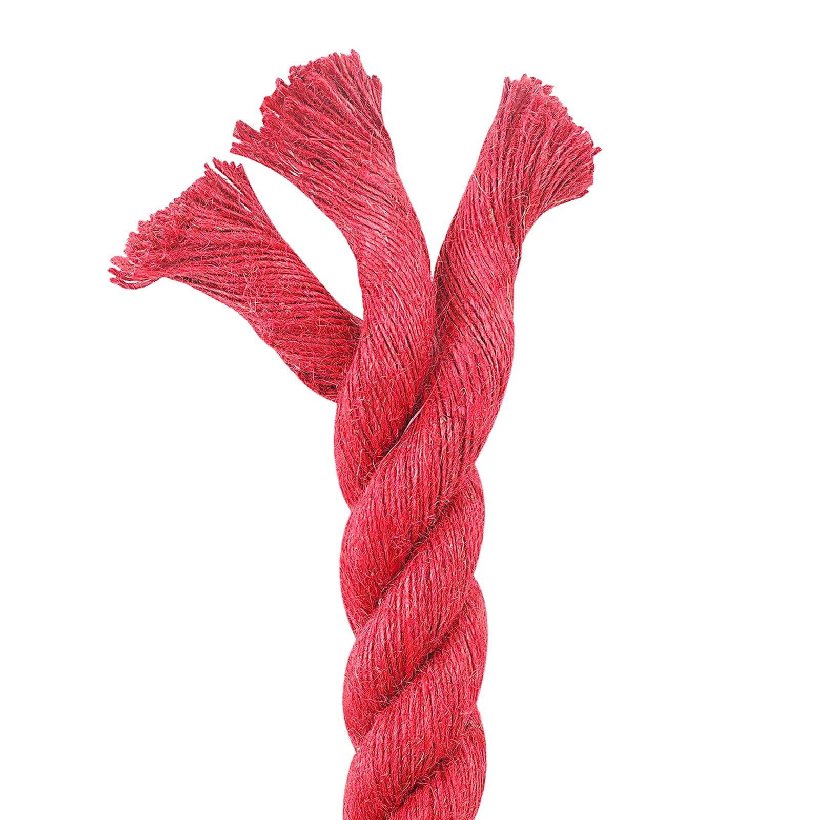 Cuerda yute 30 mm roja, 100% yute Tossa, 3 hebras para jardinería