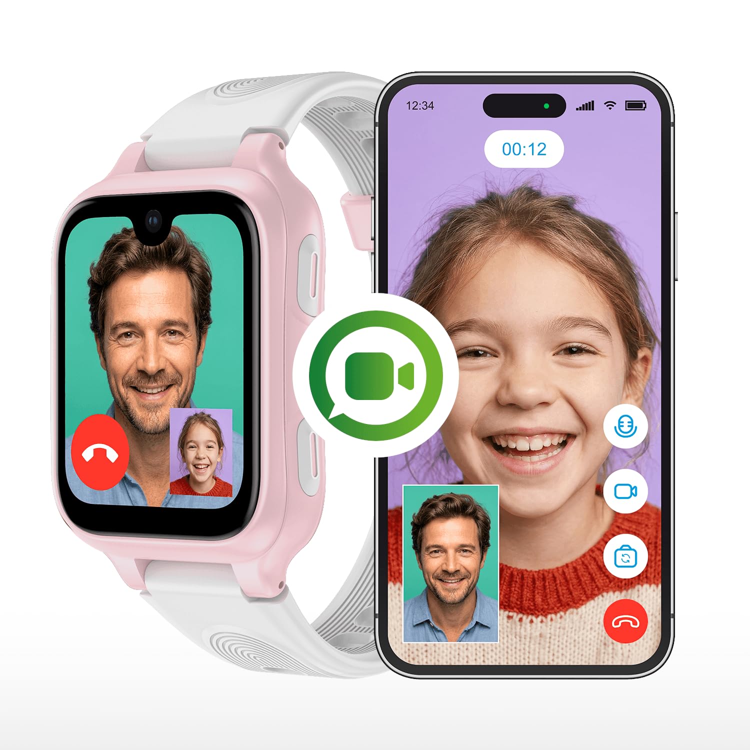 ICE-WATCH - Ice Kids 4G 2.0 - Montre Connectée Géolocalisable 4G Rose Bracelet Silicone - 025270 (40mm) - SIM Fournie, Géolocalisation Disponible Via Abonnement, Appels, Contrôle Parental, GPS