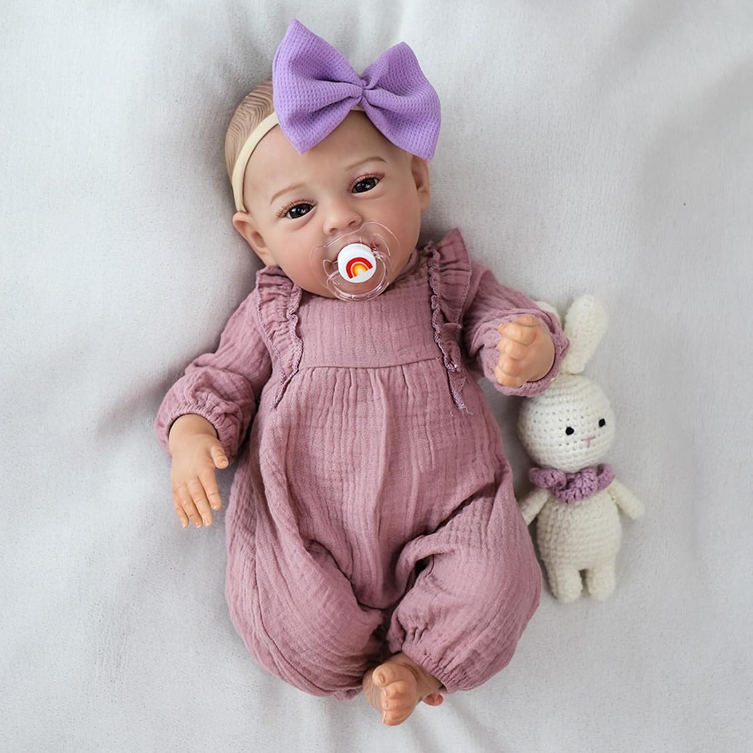 SCOM Realistic Reborn Baby Dolls - 18 Inch Real Life Baby Girl, Silicone Baby with Anatomically Correct, Newborn Doll with Full Body Vinyl, Lifelike Weighted Baby for Kids Age 3+ Gift