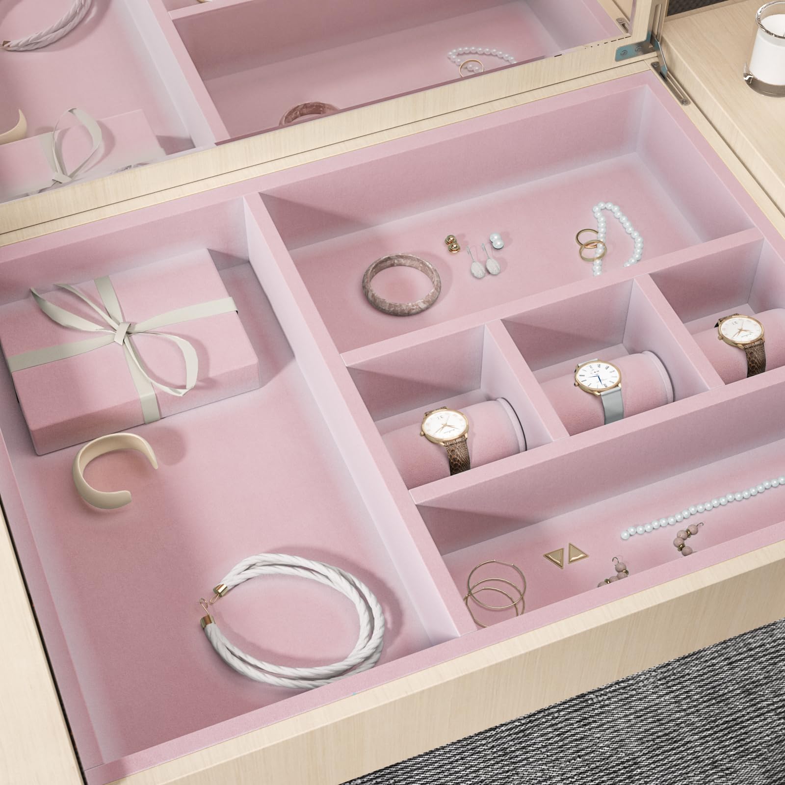 Felt Linjer Snapklik.com : Baby Pink Self Adhesive Velvet Flocking Liner Soft Felt ...