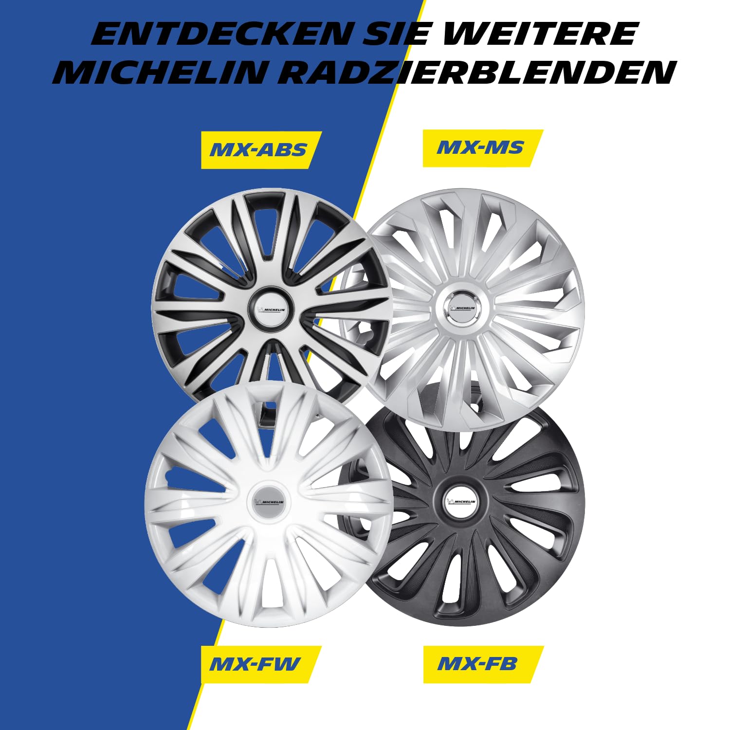 Michelin 92001 Set copricerchi Modello 43RC, 4 pezzi, 35.56 cm (14'') con sistema riflettente N.V.S., argento - set da 4