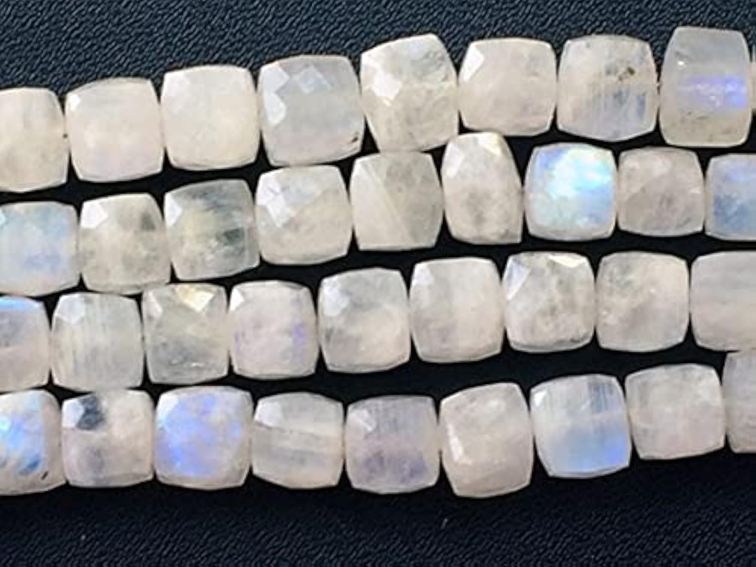 Perles de lune arc en ciel naturelles taille cube facetté 7mm de qualité gemme pour bijoux 8''