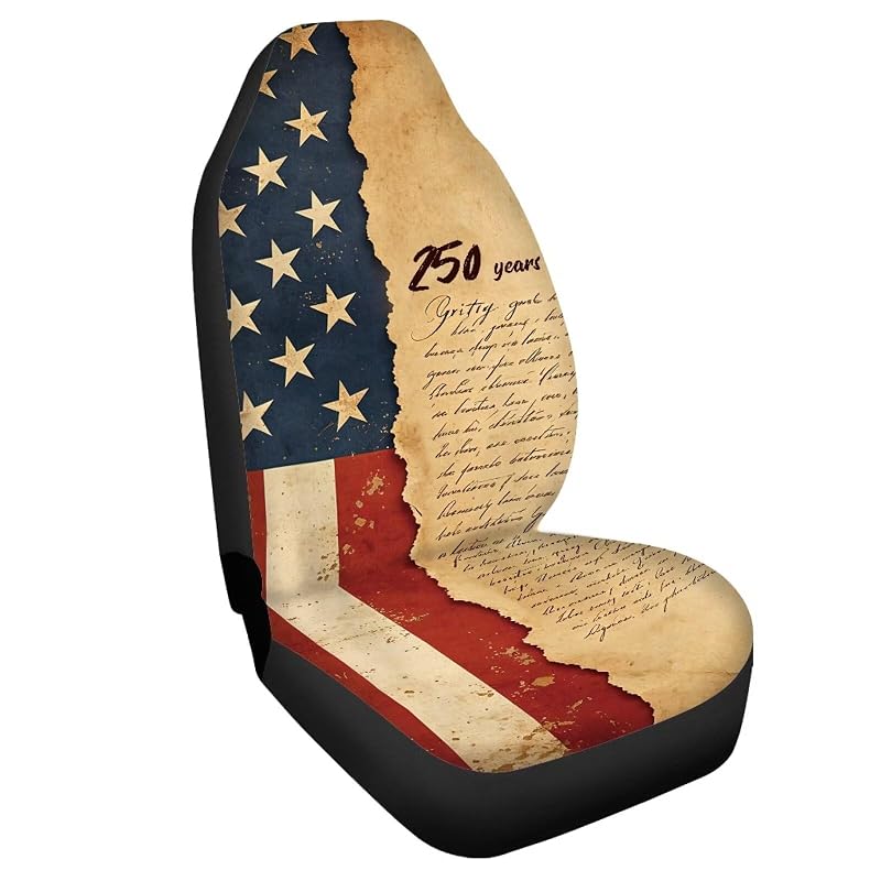 Capa para Banco de Veículo em Poliéster com Bandeira Americana Retrô Rnyleeg 250 Years para Ônibus Escolar e Carro, 1 unidade