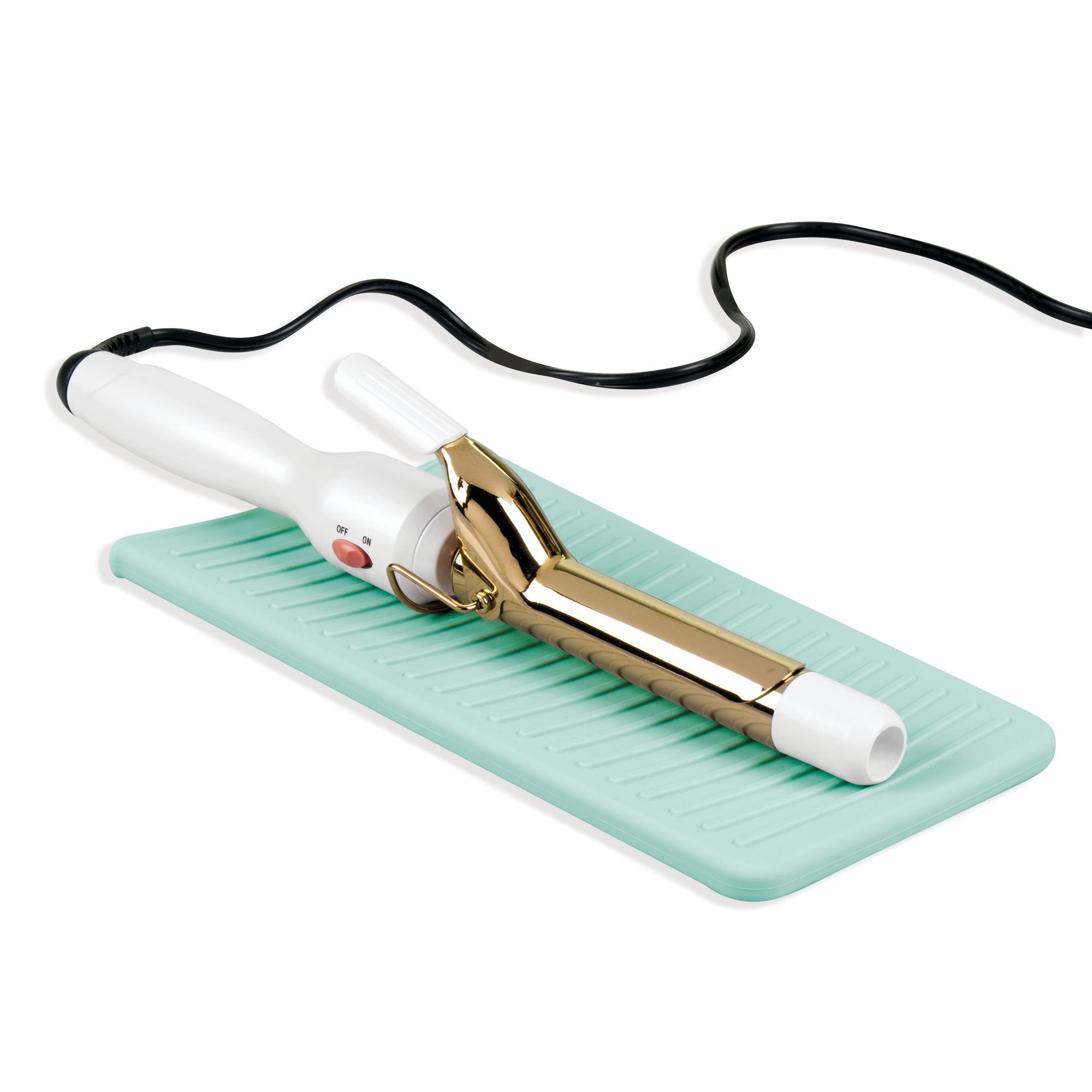 iDesign Basic Astuccio termico per piastra, Funzionale porta piastra per capelli da viaggio, in silicone, verde acqua
