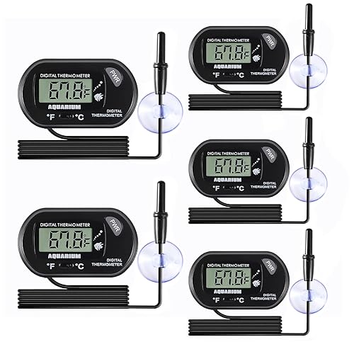 Miniatura 9 de Termómetro de acuario para acuario, termómetro digital LCD para tanque de peces con sonda de sensor resistente al agua y ventosa para incubadoras