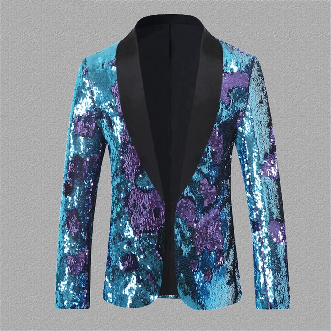 Men's Blazer Sequins Senior Dress Dance Best Man Banquet Slim Suit Jacket