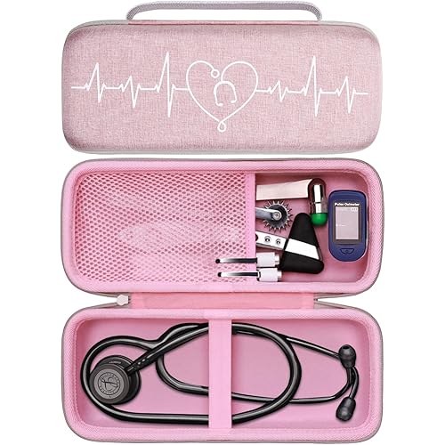 LTGEM Stethoscope Case for 3M Cardiology III,II,IV,3M Aster Cardiology/MDF MDOne Stainless Steel Stethoscope Nurse Accessories and Medical Equipment (Pink Outer+Pink Inner)