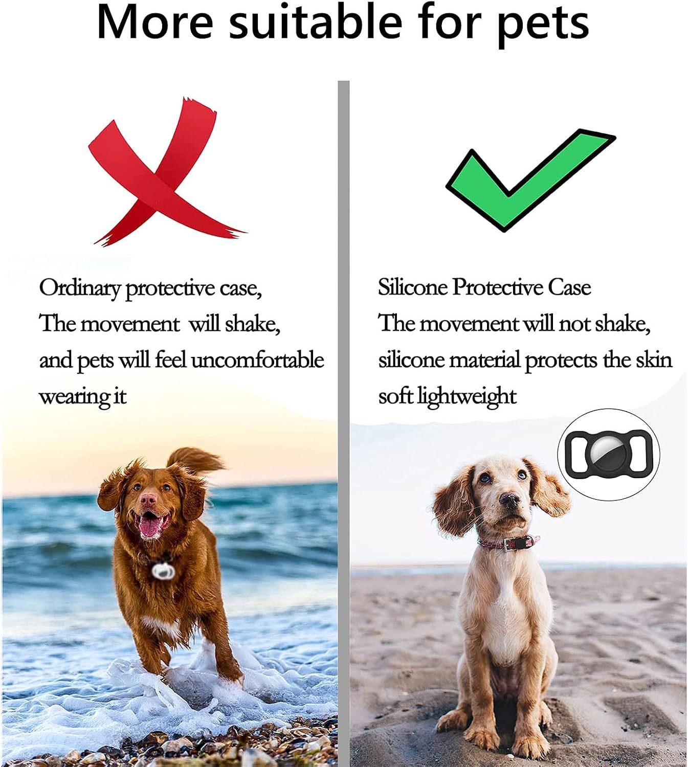 auoklun air tag holder compatible with apple airtag case2 pack silicone air tag holder for petsholder silicone gps tracking for dog collar pet trac
