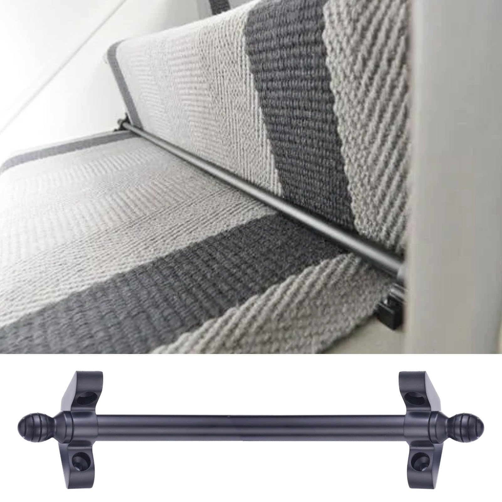Barras de escalera de latón macizo negro galvanizado, accesorio premium de 86 cm para alfombra