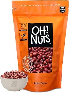 Oh! Nuts Adzuki Beans - Raw - 100% Natural - 2 lb - Dried Red Mung Beans from Thailand - Packed in New York Zip-Seal Bag for Exceptional Freshness