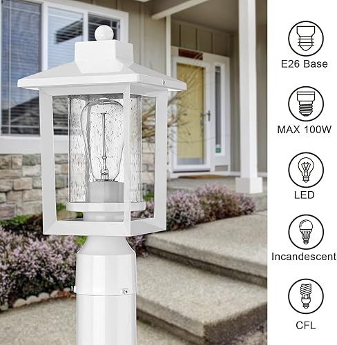 Miniatura 3 de Luces de poste al aire libre, linterna de poste exterior, lámpara de poste al aire libre, accesorio de iluminación de poste de camino con vidrio