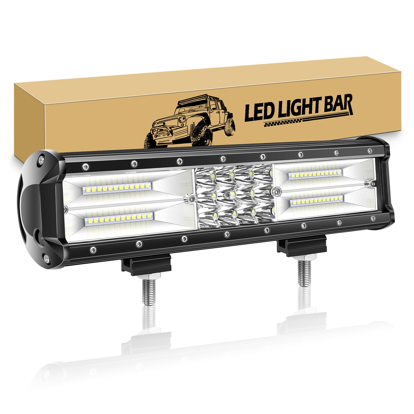 RIGIDON 30cm 12 Pulgadas 180W Barra de luz Led 4x4, Barra Luminosas led iluminacion led Exteriores para Off Road Camión Tractor Coche ATV UTV SUV Barco Vehículo Todoterreno, Faros Trabajo led