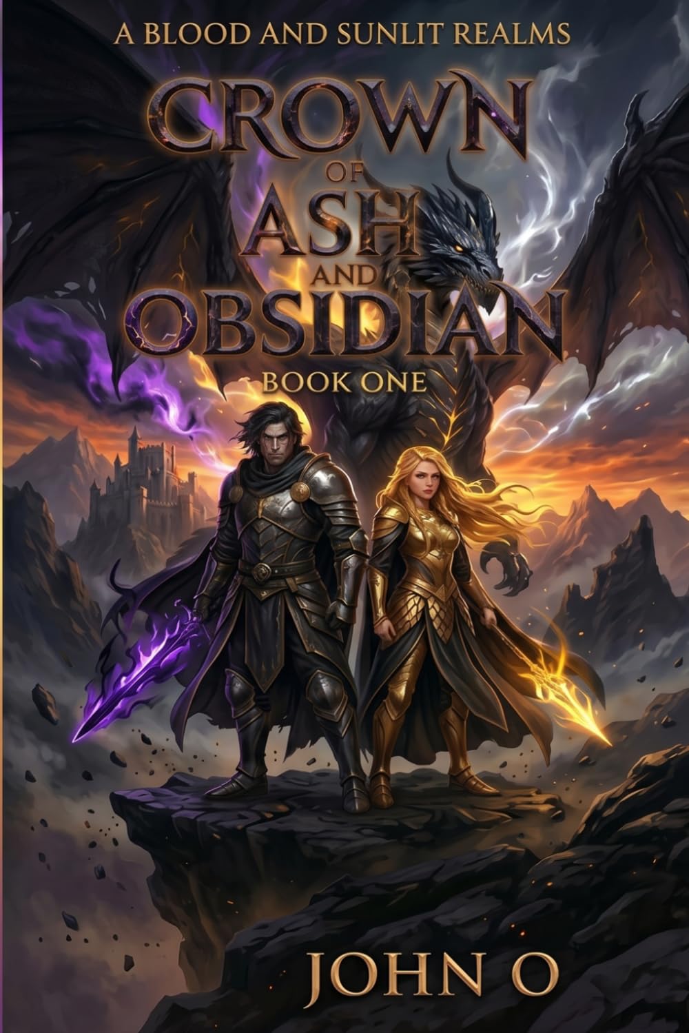Crown of Ash and Obsidian: A Dragon Romantasy with Magic and Vampire (A Blood and Sunlit Realms Novel)