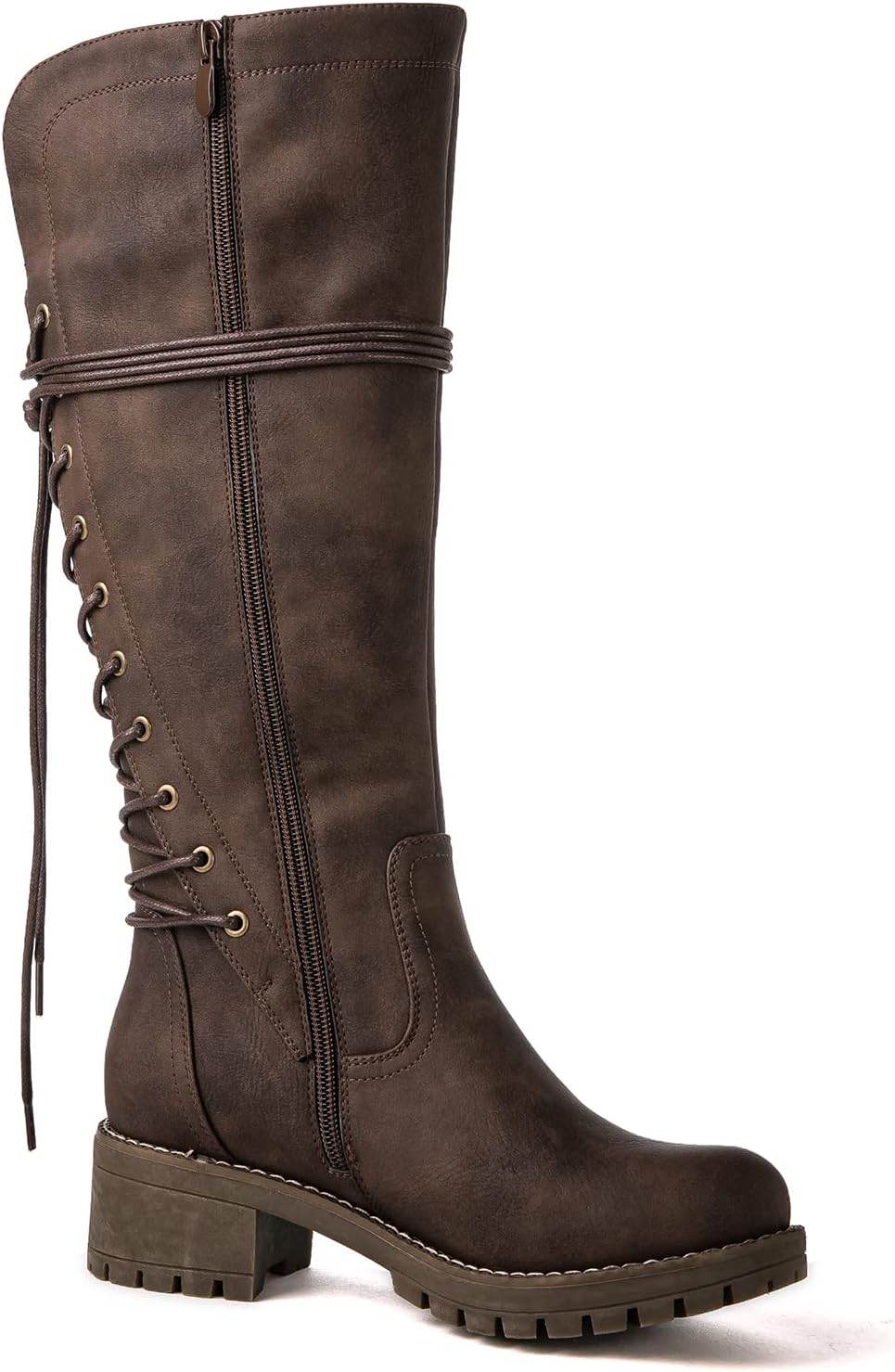 GLOBALWIN Women's Lace Up Back Knee High Fashion Boots