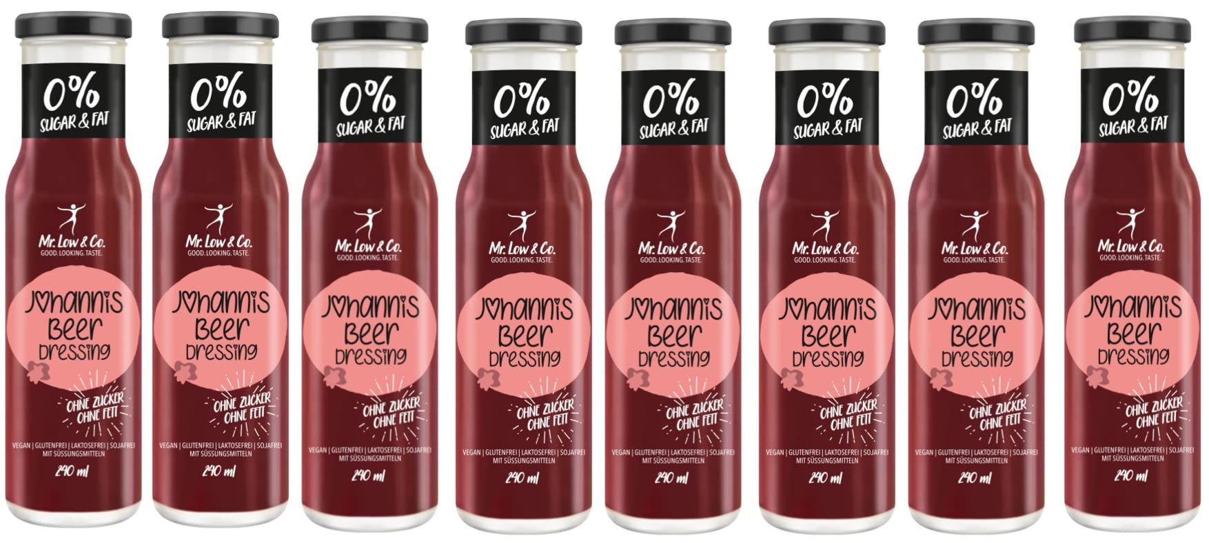 Mr. Low & Co. Johannisbeer Dressing 8x240ml und einmal Würzheld Würze 95ml